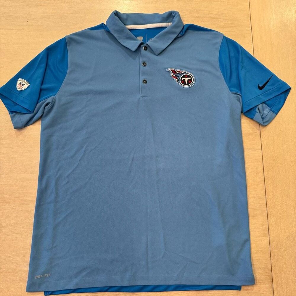 Tennessee Titans Polo Shirt Men XL Blue Short Sleeve Stretch Logo Nike NFL